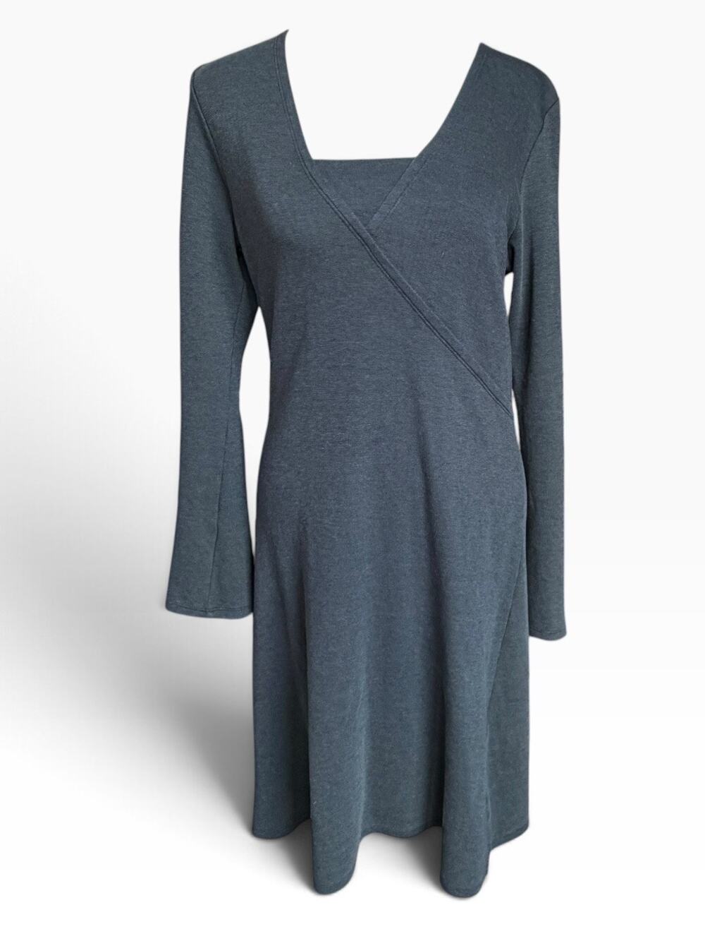 Horny Toad Gray Midi Dress Medium V-Neck A-line Athleisure - Sz M